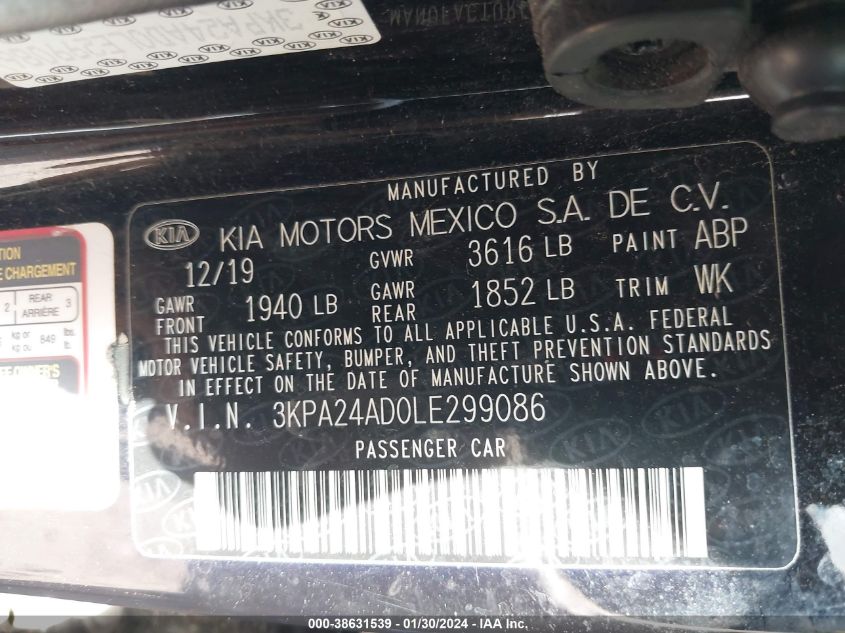 2020 KIA RIO LX - 3KPA24AD0LE299086