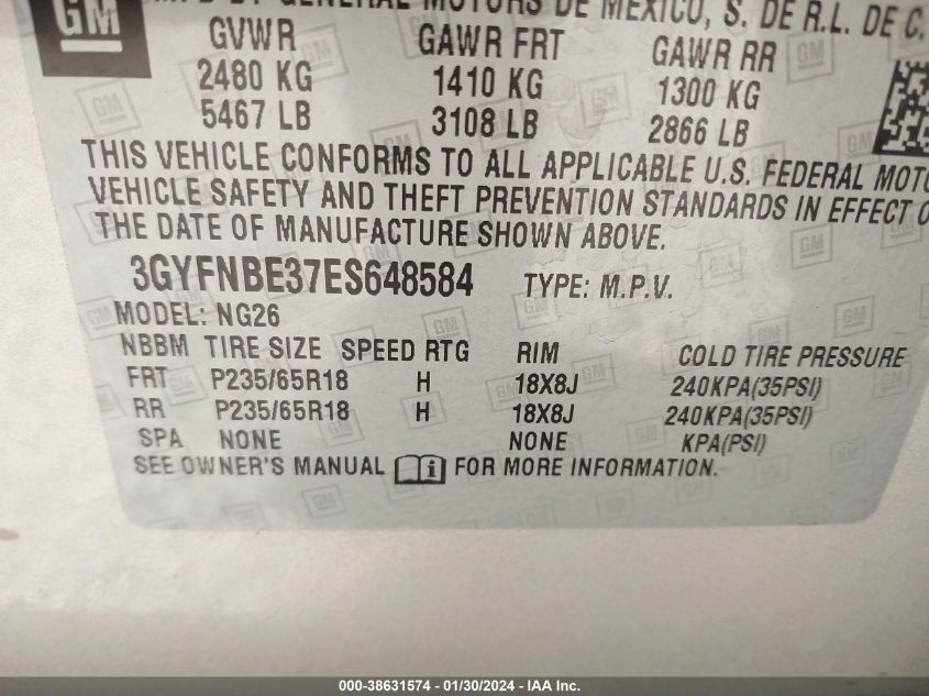 2014 CADILLAC SRX LUXURY COLLECTION - 3GYFNBE37ES648584