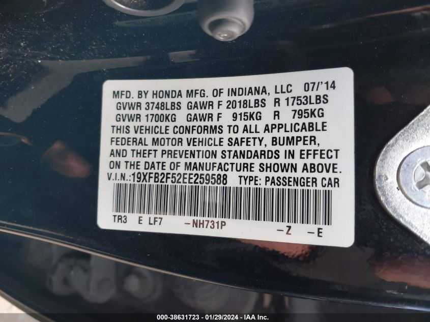 2014 HONDA CIVIC LX - 19XFB2F52EE259588