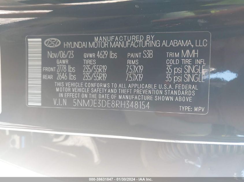 2024 HYUNDAI TUCSON LIMITED - 5NMJE3DE8RH348154