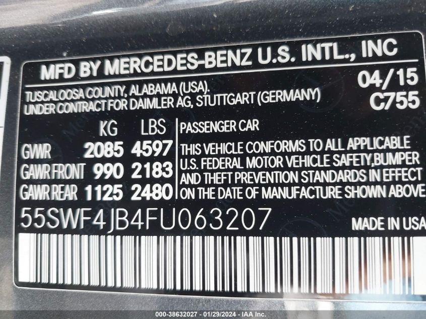 2015 MERCEDES-BENZ C 300 LUXURY/SPORT - 55SWF4JB4FU063207