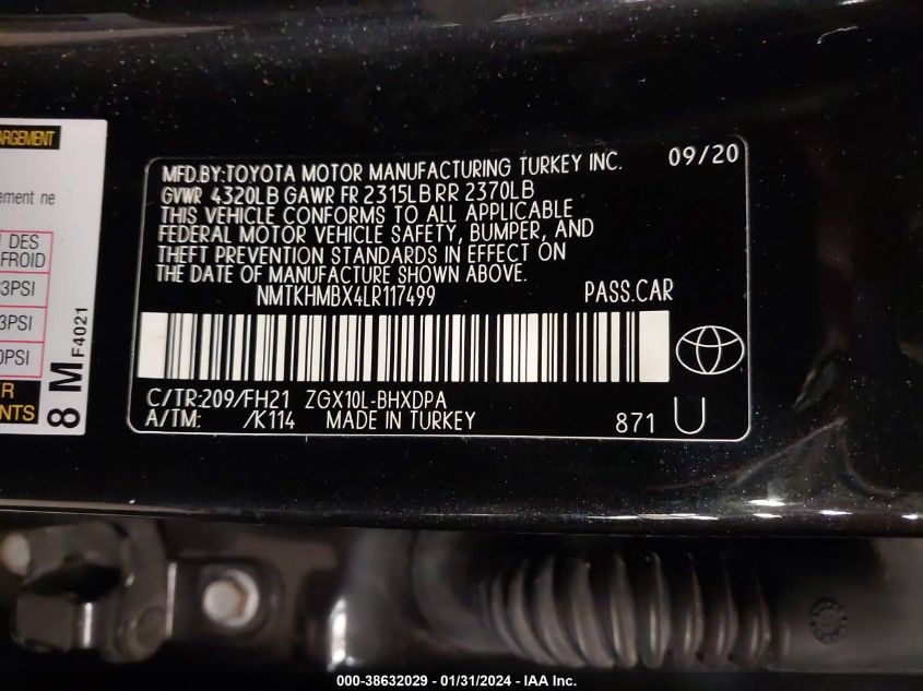 2020 TOYOTA C-HR LE - NMTKHMBX4LR117499