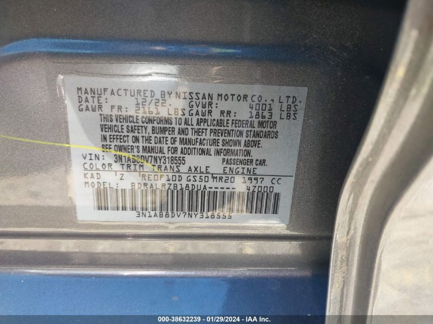 2022 NISSAN SENTRA SR XTRONIC CVT - 3N1AB8DV7NY318555
