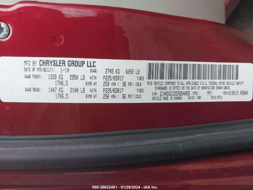 2014 DODGE GRAND CARAVAN SXT - 2C4RDGCG2ER264055