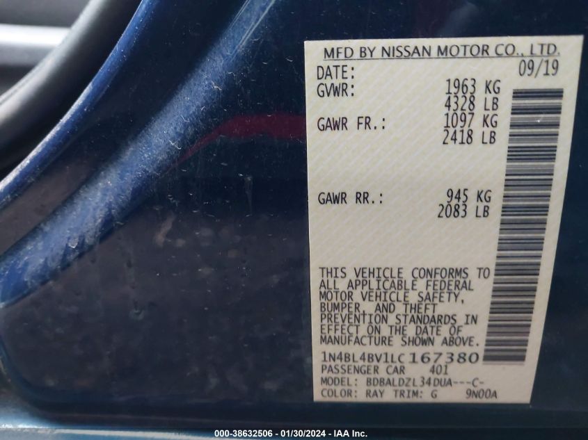 2020 NISSAN ALTIMA S - 1N4BL4BV1LC167380