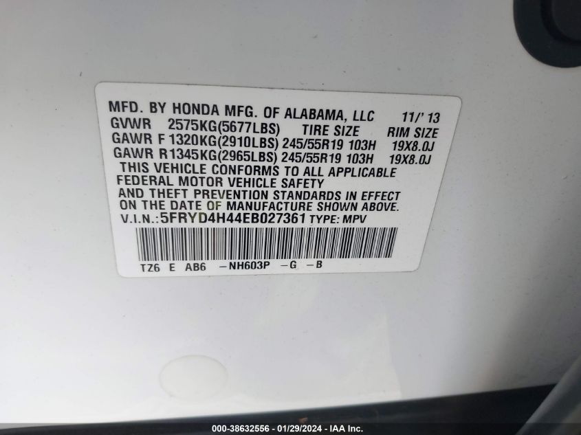 2014 ACURA MDX TECHNOLOGY PACKAGE - 5FRYD4H44EB027361
