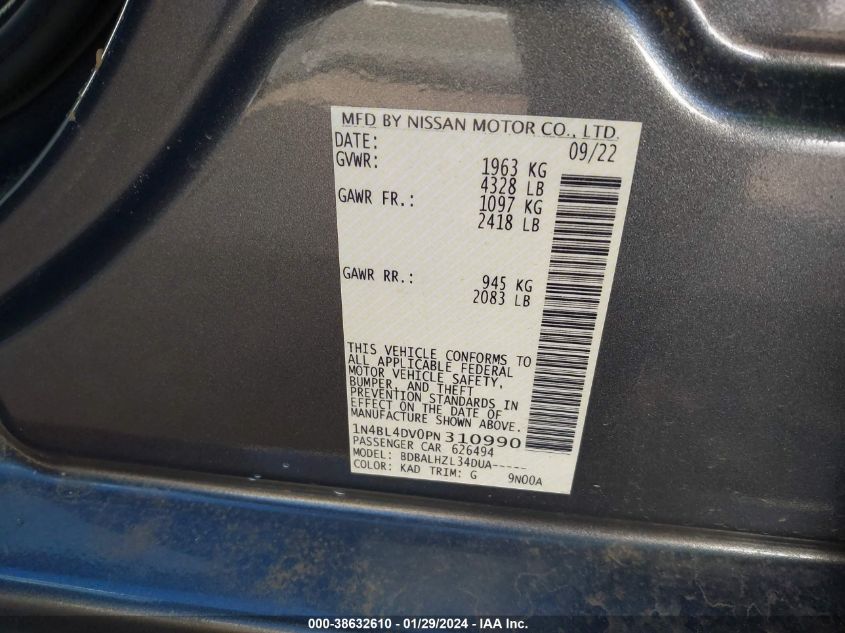 2023 NISSAN ALTIMA SV FWD - 1N4BL4DV0PN310990