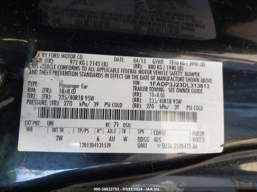 2013 FORD FOCUS TITANIUM - 1FADP3J23DL313813