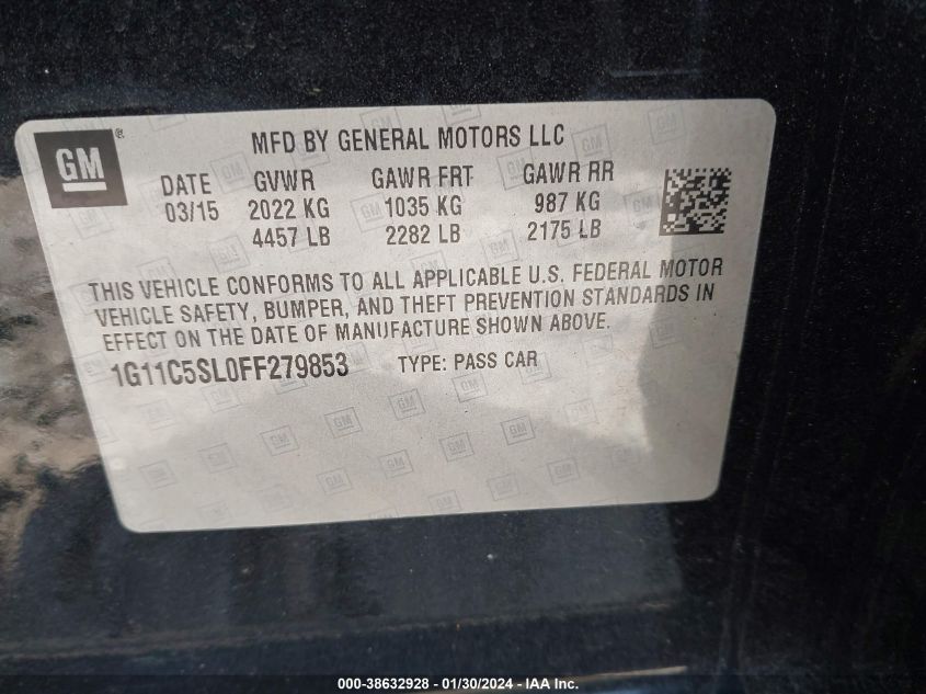 2015 CHEVROLET MALIBU 1LT - 1G11C5SL0FF279853