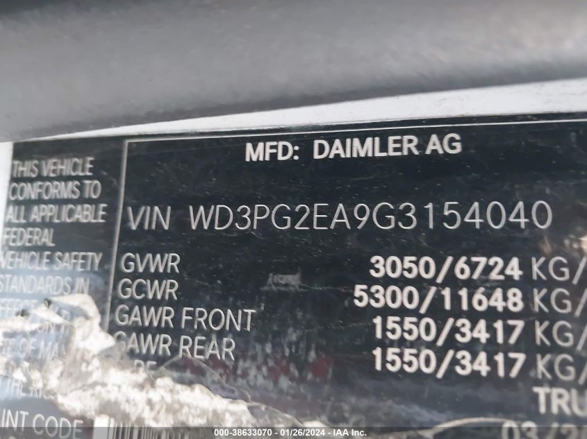 2016 MERCEDES-BENZ METRIS - WD3PG2EA9G3154040