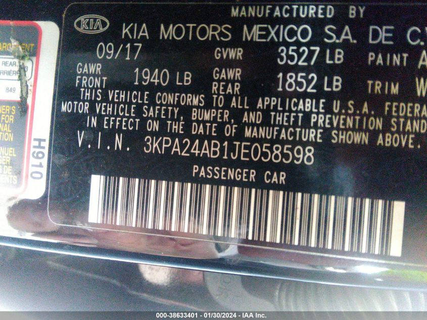 2018 KIA RIO LX/S - 3KPA24AB1JE058598