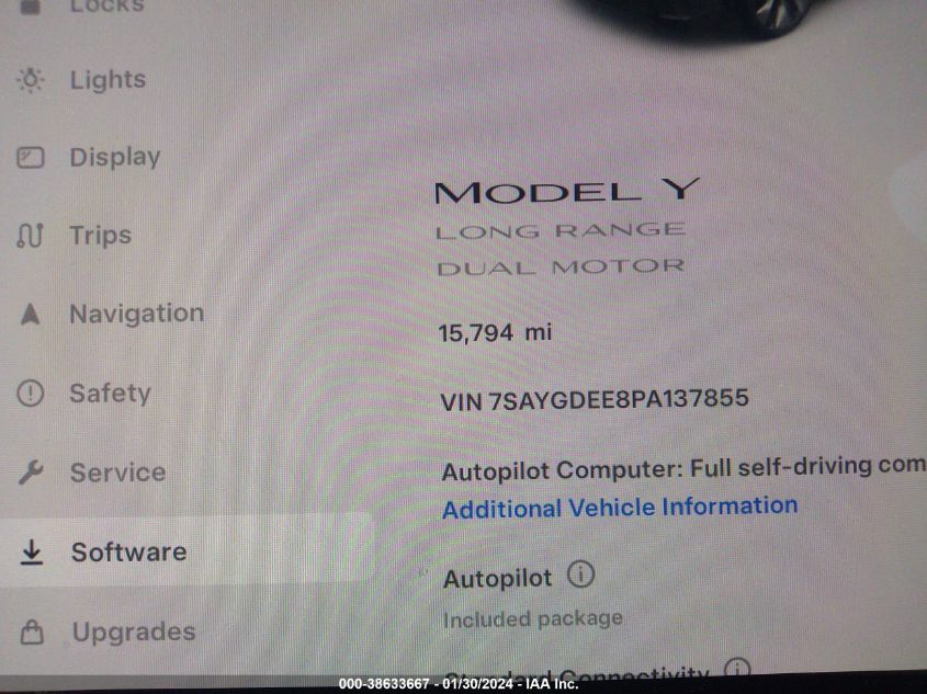 2023 TESLA MODEL Y AWD/LONG RANGE DUAL MOTOR ALL-WHEEL DRIVE - 7SAYGDEE8PA137855
