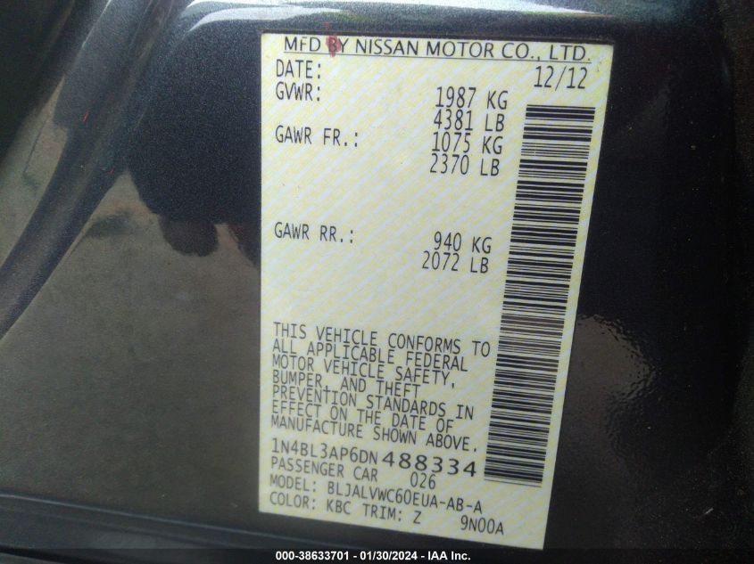 2013 NISSAN ALTIMA 3.5 SL - 1N4BL3AP6DN488334