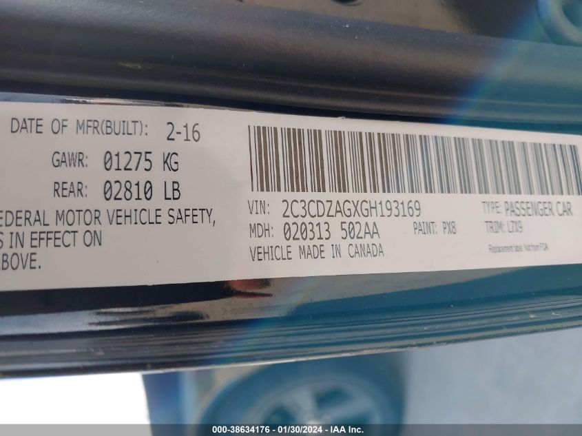 2016 DODGE CHALLENGER SXT - 2C3CDZAGXGH193169