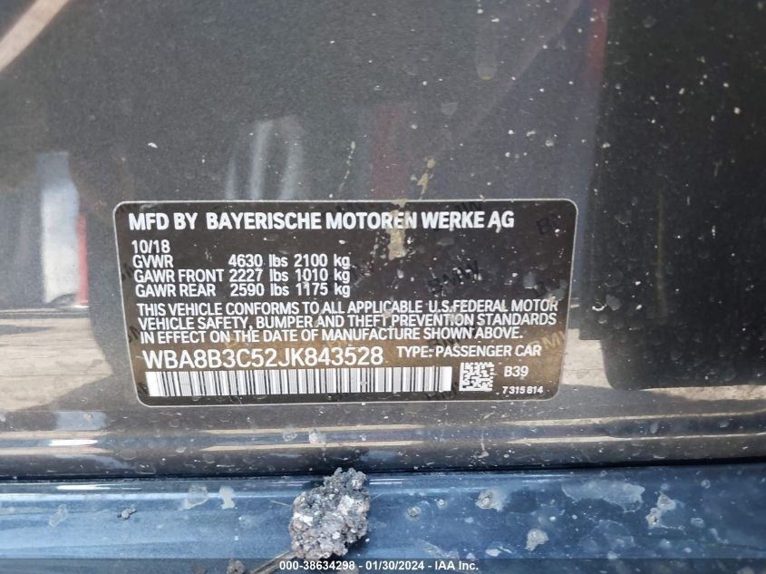 2018 BMW 340I - WBA8B3C52JK843528