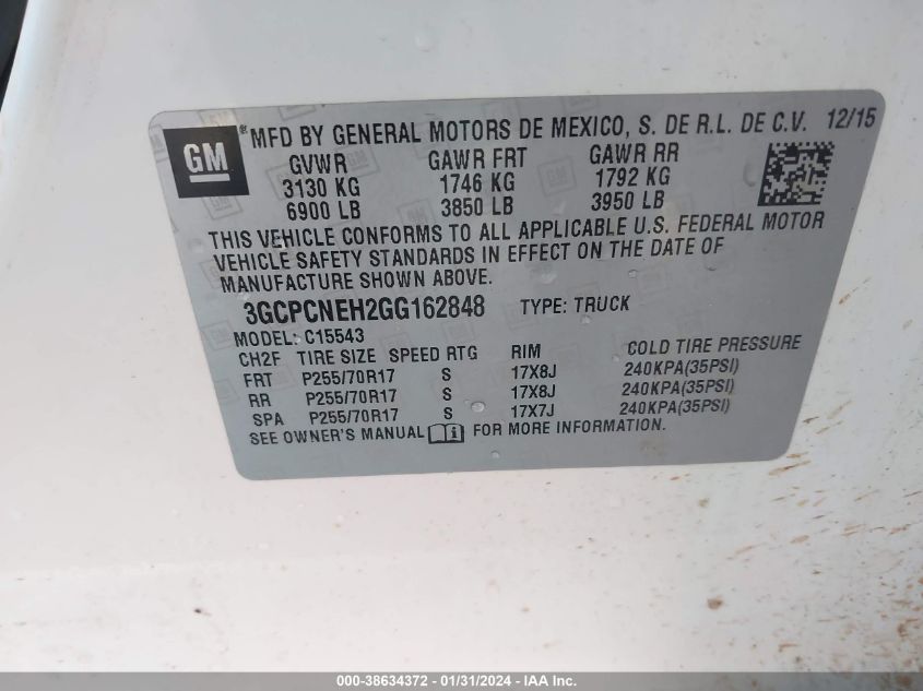 2016 CHEVROLET SILVERADO 1500 WT - 3GCPCNEH2GG162848