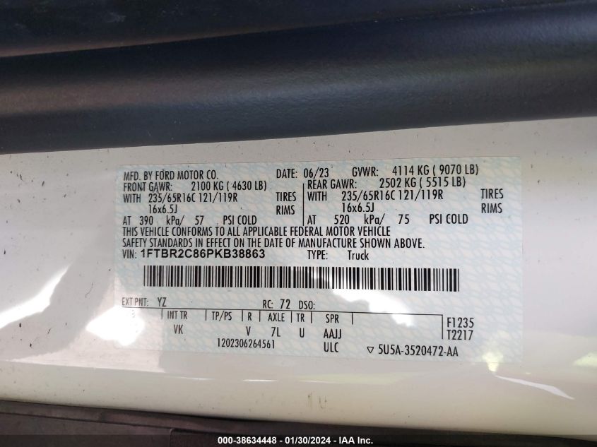 2023 FORD TRANSIT-250 - 1FTBR2C86PKB38863
