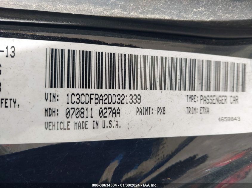 2013 DODGE DART SXT/RALLYE - 1C3CDFBA2DD321339