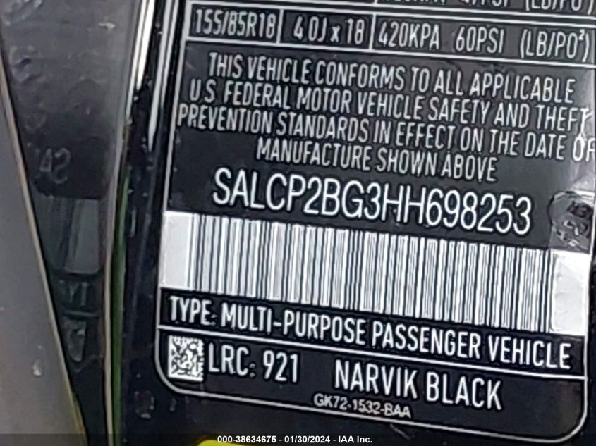 2017 LAND ROVER DISCOVERY SPORT SE - SALCP2BG3HH698253