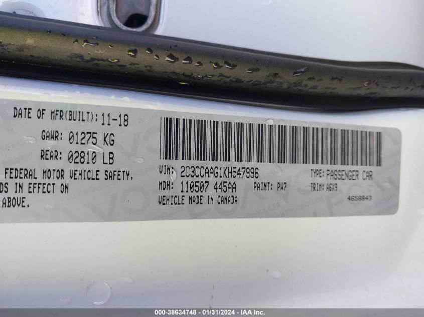 2019 CHRYSLER 300 TOURING L - 2C3CCAAG1KH547996