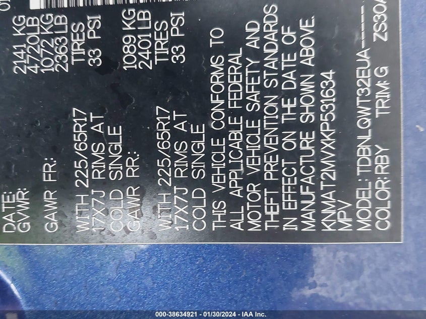 VIN KNMAT2MVXKP531634 2019 NISSAN ROGUE SV