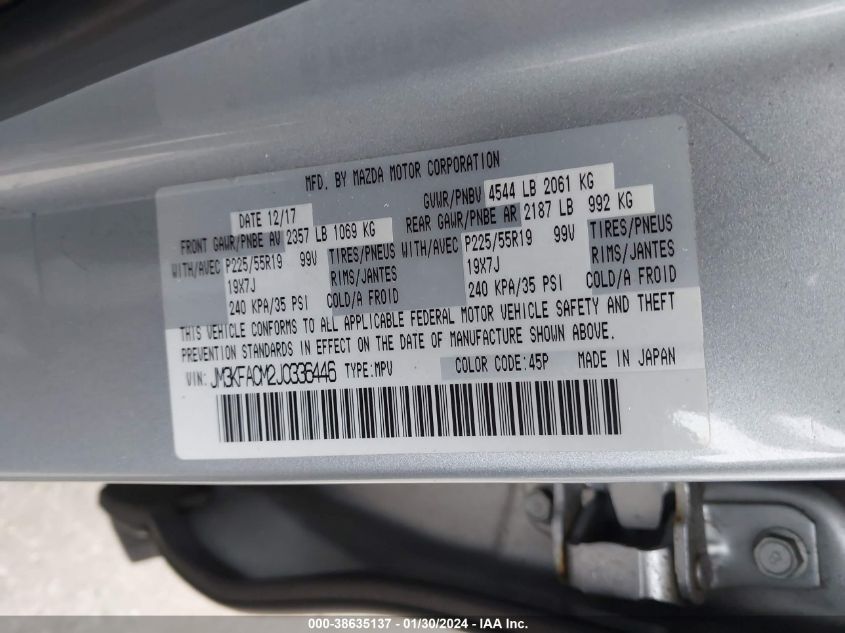2018 MAZDA CX-5 TOURING - JM3KFACM2J0336446