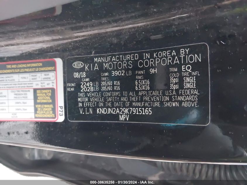 2019 KIA SOUL - KNDJN2A29K7915165