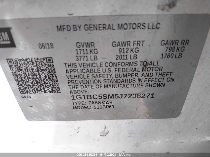 2018 CHEVROLET CRUZE LS - 1G1BC5SM5J7236271