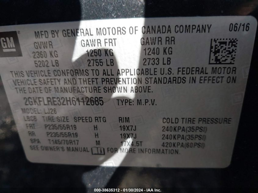2017 GMC TERRAIN DENALI - 2GKFLRE32H6112685