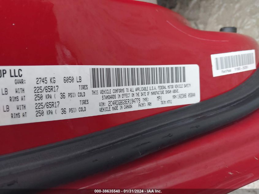 2014 DODGE GRAND CARAVAN SE - 2C4RDGBG9ER194779