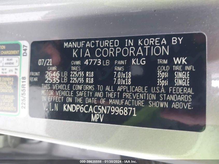 2022 KIA SPORTAGE S - KNDP6CAC5N7996871
