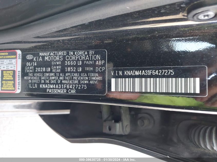 2015 KIA RIO LX - KNADM4A31F6427275