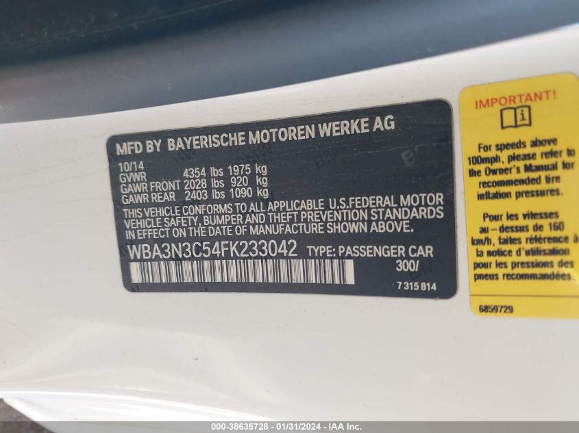 2015 BMW 428I - WBA3N3C54FK233042