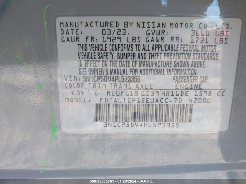 2023 NISSAN KICKS SR XTRONIC CVT - 3N1CP5DV4PL523355