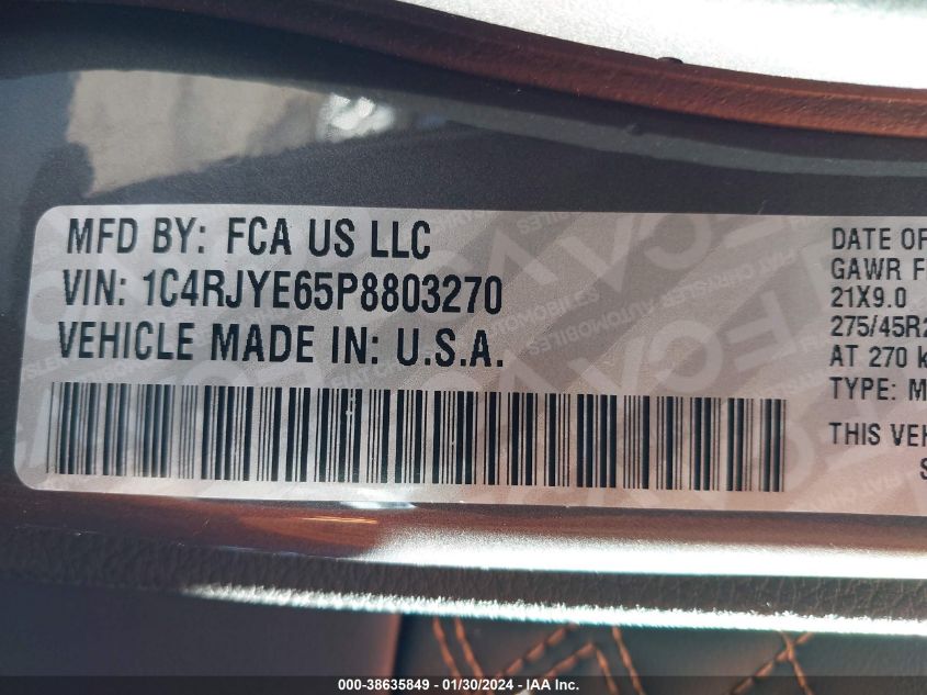 2023 JEEP GRAND CHEROKEE 4XE SUMMIT RESERVE 1C4RJYE65P8803270