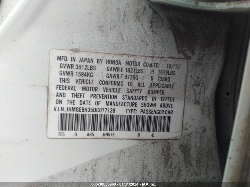 2013 HONDA FIT - JHMGE8H35DC077138