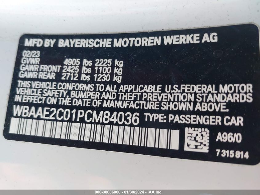 2023 BMW 840I WBAAE2C01PCM84036