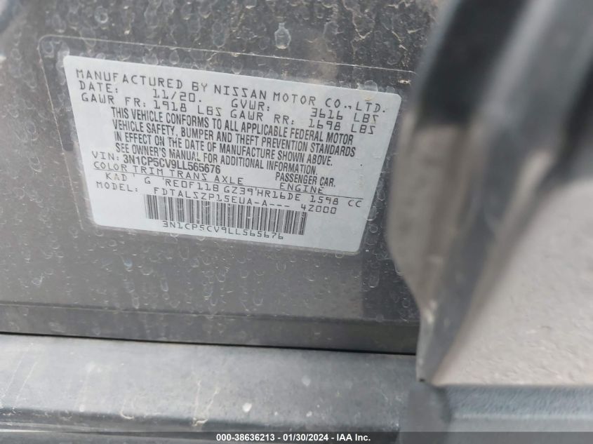 2020 NISSAN KICKS SV - 3N1CP5CV9LL565676