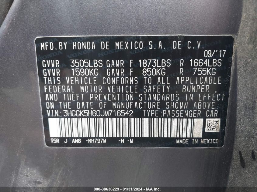 2018 HONDA FIT SPORT - 3HGGK5H60JM716542