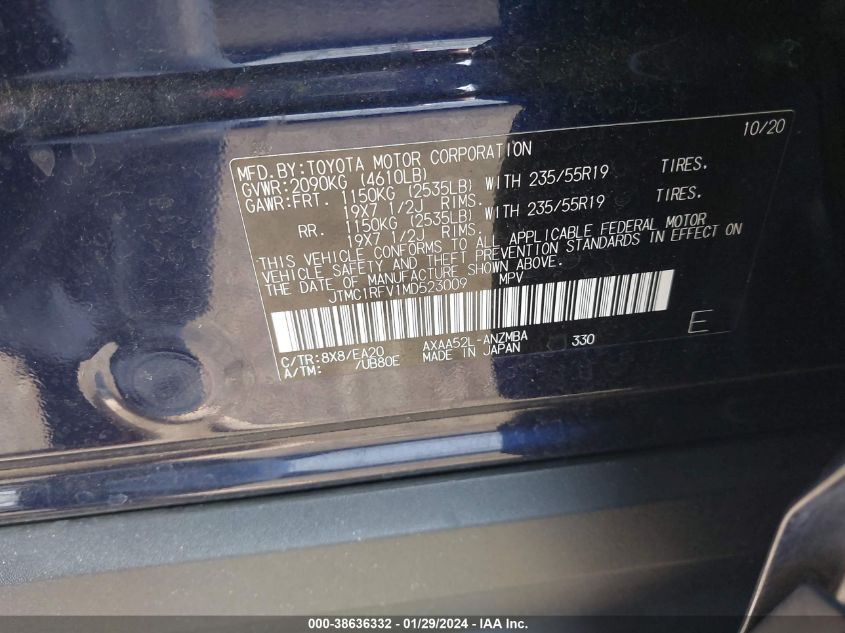 2021 TOYOTA RAV4 XLE PREMIUM - JTMC1RFV1MD523009