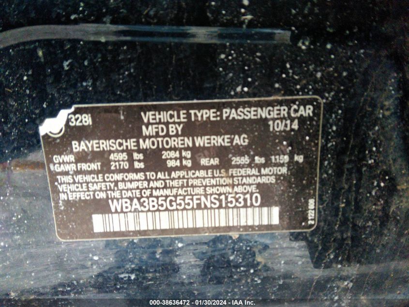 2015 BMW 328I XDRIVE - WBA3B5G55FNS15310