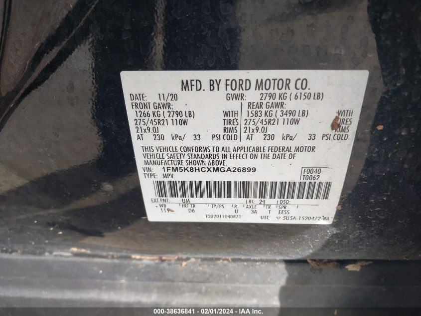 2021 FORD EXPLORER PLATINUM - 1FM5K8HCXMGA26899