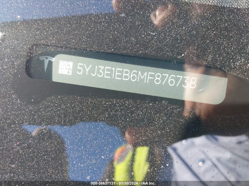 2021 TESLA MODEL 3 - 5YJ3E1EB6MFH76738