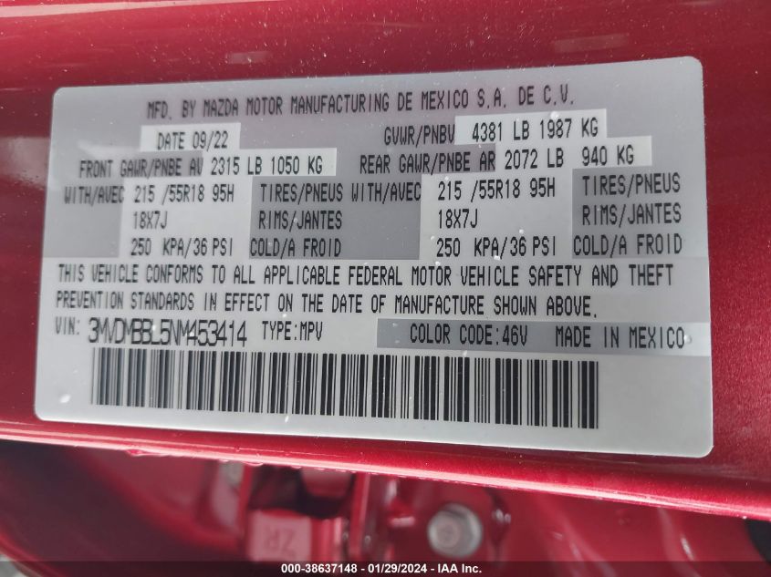 2022 MAZDA CX-30 SELECT - 3MVDMBBL5NM453414