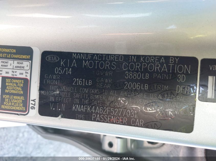 2015 KIA FORTE LX - KNAFK4A62F5277031