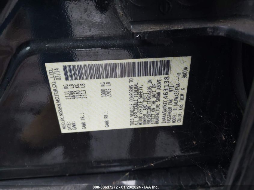 2014 NISSAN MAXIMA 3.5 SV - 1N4AA5APXEC463138