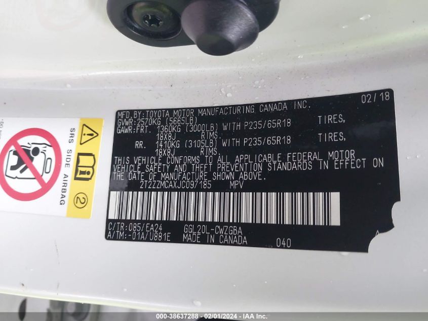 2018 LEXUS RX 350 350/BASE/F SPORT - 2T2ZZMCAXJC097185