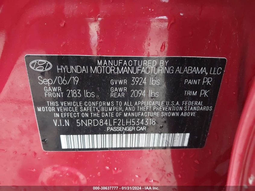 2020 HYUNDAI ELANTRA SEL/VALUE/LIMITED - 5NPD84LF2LH534318