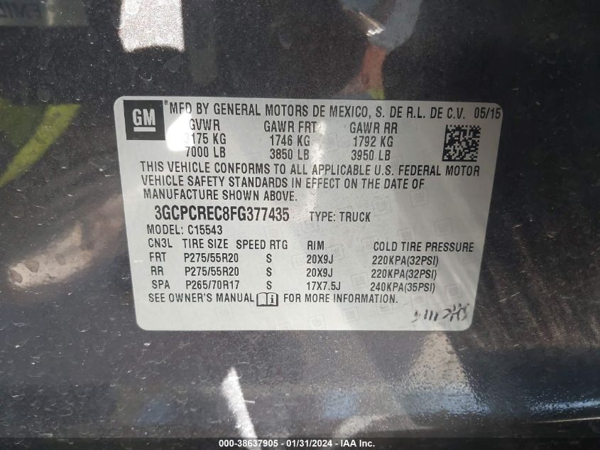 2015 CHEVROLET SILVERADO 1500 1LT - 3GCPCREC8FG377435