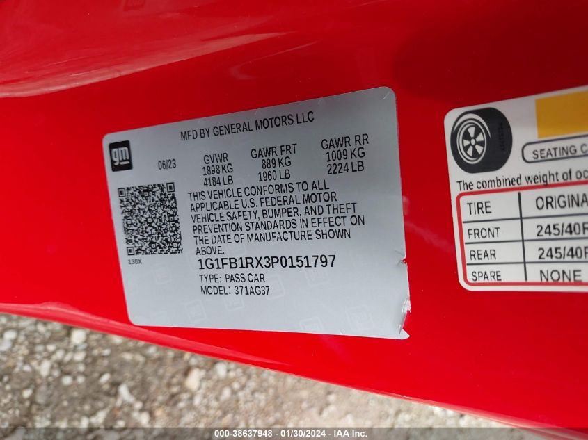 2023 CHEVROLET CAMARO RWD  1LT - 1G1FB1RX3P0151797